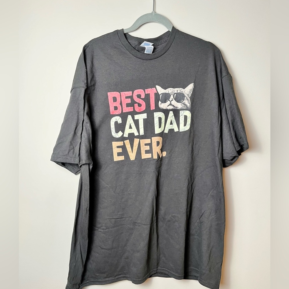 Vintage Retro Best Cat Dad Ever Sunglasses Cat Funny T Shirt Cotton Men Tee Top